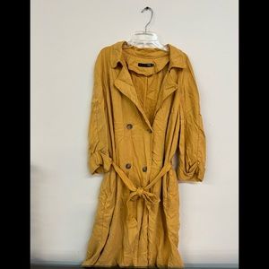 Max Jeans Women’s Mustard Yellow Trench Coat, Size Large